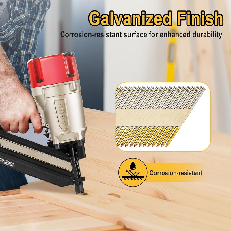 Meite 30 Degree Framing Nails 3-Inch x .120-Inch, Electro-Galvanized Coated, Paper Tape Collated, Offset Round Head Smooth Shank Framing Nails for 30-34 Degree Framing Nailers (1,000 Counts) - Image 4